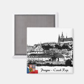Prague Magnet, Charles Bridge / Prague Castle Magneet (Voorkant / Achterkant)