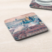 Prague Old Town Morning Hard Plastic Coaster Bier Onderzetter (Linkerzijde)