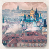 Prague Old Town Morning Hard Plastic Coaster Bier Onderzetter (Voorkant)