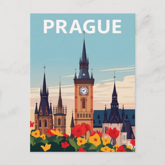 Prague Old Town Square Travel Art Briefkaart (Voorkant)