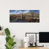 Prague Panorama Charles Bridge Prague Castle Poster (Thuiskantoor)