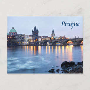 Prague River Twilight uitzicht souvenir foto Briefkaart