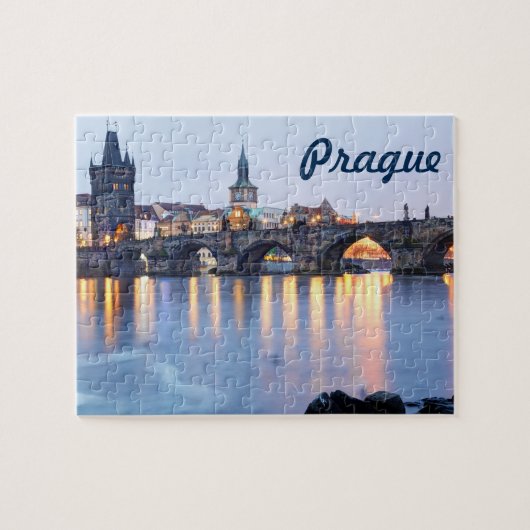 Prague River Twilight uitzicht souvenir foto Legpuzzel (Horizontaal)