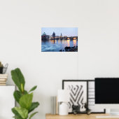 Prague River Twilight uitzicht souvenir foto Poster (Thuiskantoor)