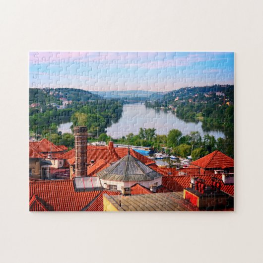 Prague Rooftops, Vltava rivier van Vyšehrad /Tsjec Legpuzzel (Horizontaal)