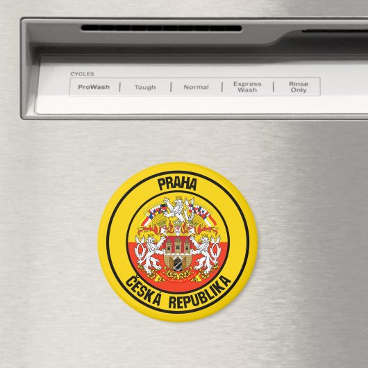 Prague Round Emblem Magneet (Insitu (Vaatwasser))