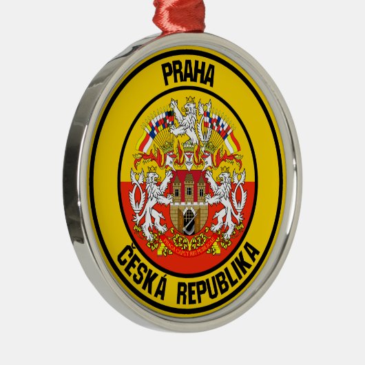 Prague Round Emblem Metalen Ornament (Rechts)