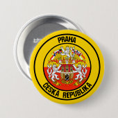 Prague Round Emblem Ronde Button 7,6 Cm (Voorkant /achterkant)