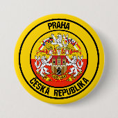 Prague Round Emblem Ronde Button 7,6 Cm (Voorkant)