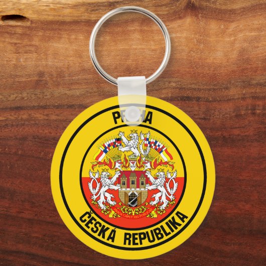 Prague Round Emblem Sleutelhanger (Voorkant)