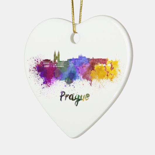 Prague skyline in watercolor keramisch ornament (Links)