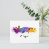 Prague skyline in waterverf briefkaart (Staand voorkant)