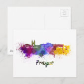 Prague skyline in waterverf briefkaart (Voorkant / Achterkant)