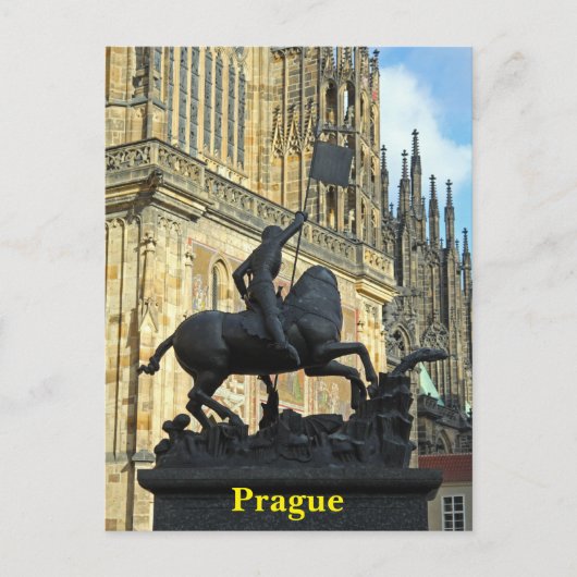 Prague standbeeld briefkaart (Voorkant)