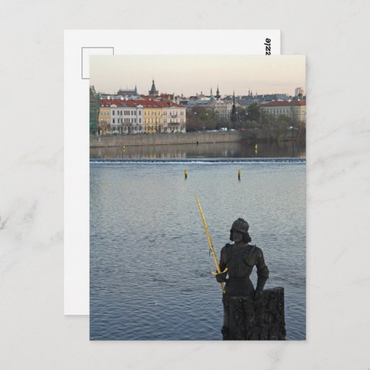 Prague standbeeld Briefkaart (Voorkant / Achterkant)