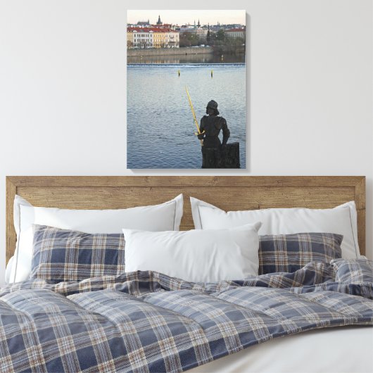 Prague standbeeld canvas afdruk (Insitu (Slaapkamer))