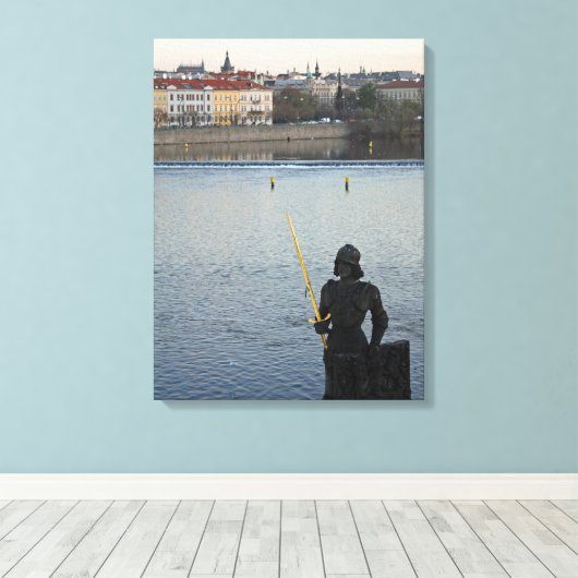 Prague standbeeld canvas afdruk (Insitu (Houten vloer))