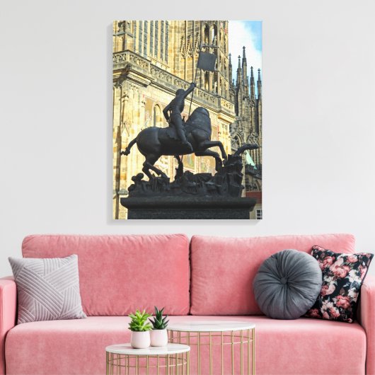 Prague standbeeld canvas afdruk (Insitu (Woonkamer))