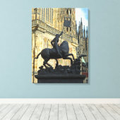 Prague standbeeld canvas afdruk (Insitu (Houten vloer))
