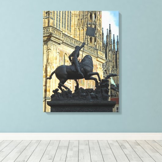 Prague standbeeld canvas afdruk (Insitu (Houten vloer))