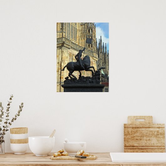 Prague standbeeld poster (Keuken)