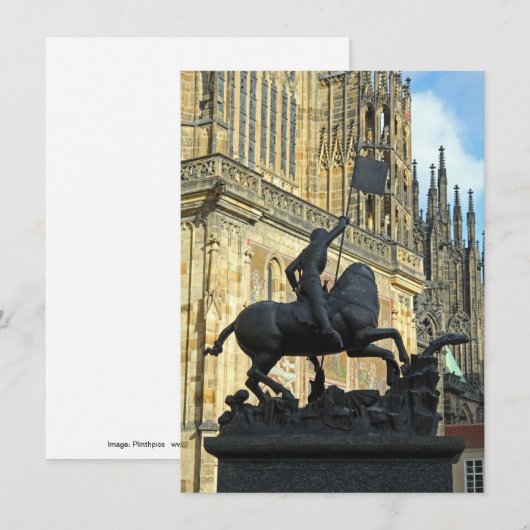 Prague standbeeld wenskaart (Voorkant / Achterkant)