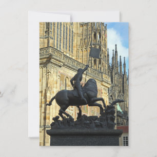 Prague standbeeld wenskaart