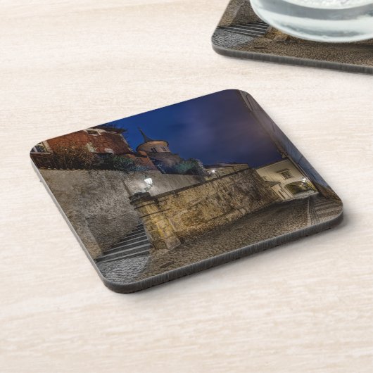 Prague Thunovska Street Night Hard Plastic Coaster Bier Onderzetter (Linkerzijde)