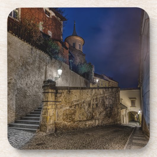 Prague Thunovska Street Night Hard Plastic Coaster Bier Onderzetter (Voorkant)