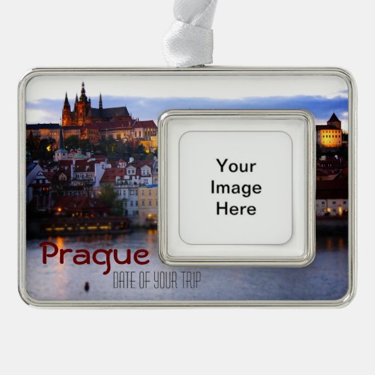 Prague Travel-kerstversiering - Aanpasbaar Verzilverd Omlijst Ornament (Voorkant)