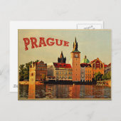 Prague Vintage Travel Briefkaart (Voorkant / Achterkant)