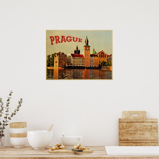 Prague Vintage Travel Poster (Keuken)