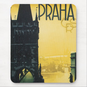 Prague Vintage Travel Poster Muismat