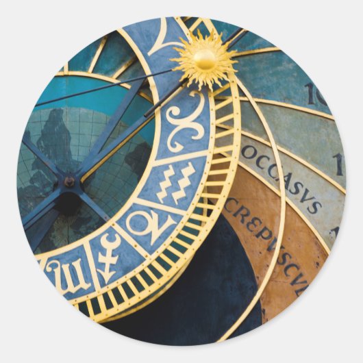 Prague's Astronomical and Zodiac Clock Ronde Sticker (Voorkant)