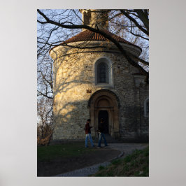Prague's Rotunda of St. Martin at Golden Hour Poster