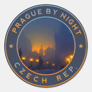 Praha bij nacht. Tsjechië Praag Ronde Sticker