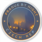 Praha bij nacht. Tsjechië Praag Sticker (Voorkant)