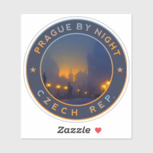 Praha bij nacht. Tsjechië Praag Sticker