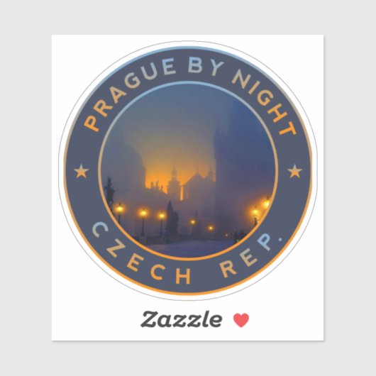 Praha bij nacht. Tsjechië Praag Sticker (Vel)