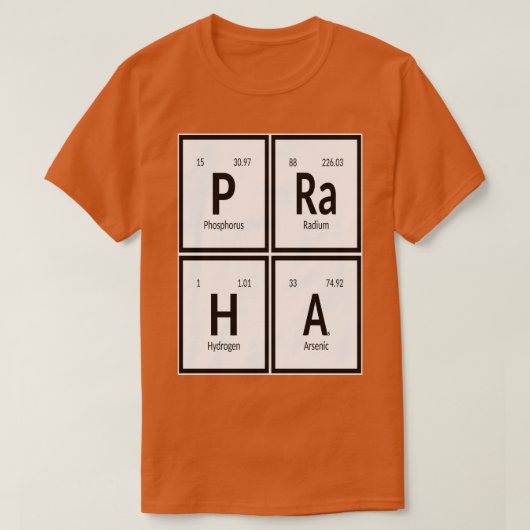 Praha City Periodiek overzicht van elementen T-shirt (Design voorkant)