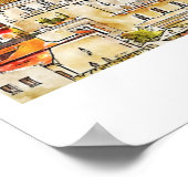 Praha Tsjechische kunst reizen Waterverf Hand gete Poster (Hoek)