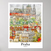 Praha Tsjechische kunst reizen Waterverf Hand gete Poster (Voorkant)