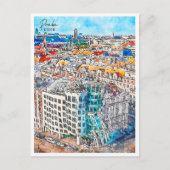 Praha Tsjechische vintage reizen waterverf Briefkaart (Voorkant)