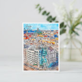 Praha Tsjechische vintage reizen waterverf Briefkaart (Staand voorkant)