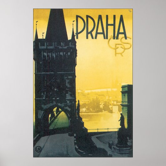 Praha Vintage Travel Poster (Voorkant)