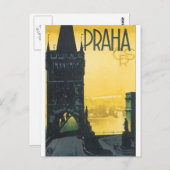 Praha Vintage Travel Poster Briefkaart (Voorkant / Achterkant)