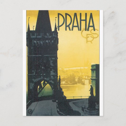 Praha Vintage Travel Poster Briefkaart (Voorkant)