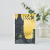 Praha Vintage Travel Poster Briefkaart (Staand voorkant)