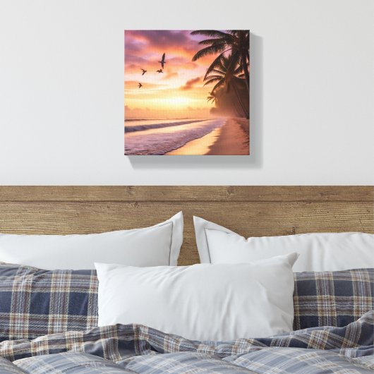 Praia ao amanhecer Impressão em Tela Canvas Afdruk (Insitu (Slaapkamer))