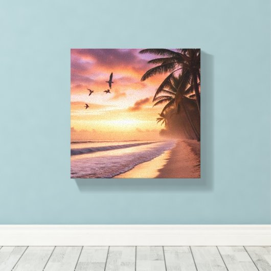 Praia ao amanhecer Impressão em Tela Canvas Afdruk (Insitu (Houten vloer))